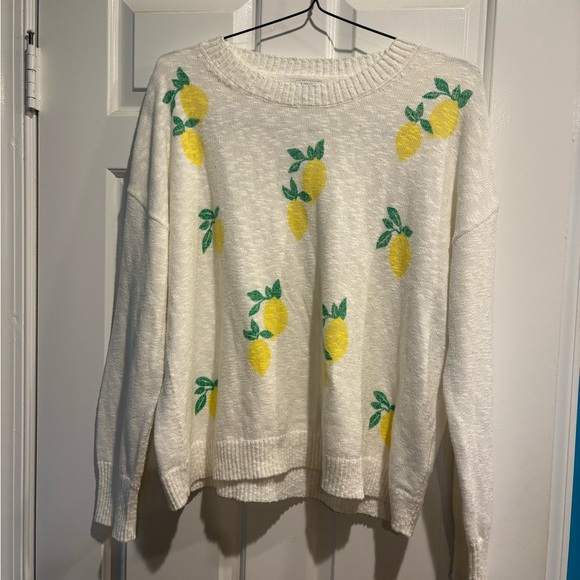 J.crew lemon beach pullover sweater top white sz M - Picture 2 of 6